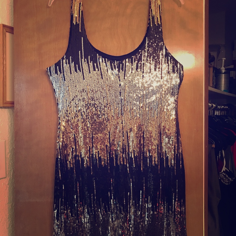 Black Sequin Dress , Gold, Silver